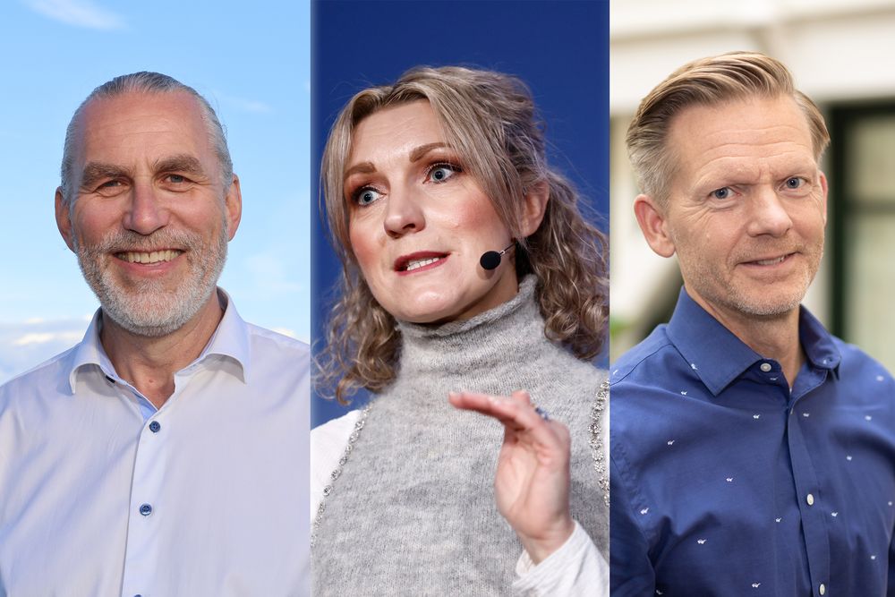 Fra venstre: Østfolds førstekandidat Johan Rud (MDG), digitaliserings- og forvaltningsminister Karianne Tung (Ap) og stortingsrepresentant Tage Pettersen (H). 