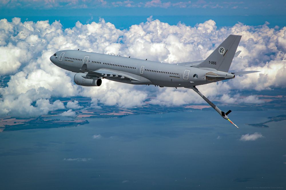 Det er to slike Airbus A330-243MRTT tank- og transportfly som skal stasjoneres i Danmark.