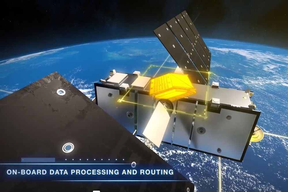 Tegning av satellittene Telesat skal sende opp i lav jordbane, rundt 1000 kilometer over jorda. Disse vil kunne samarbeide om kapasitet i enkelte områder, i tillegg til å levere dekning.