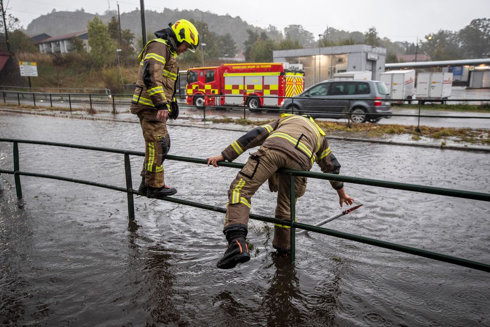 Sandefjord var blant kommunene som ble rammet av mye overvann da ekstremværet Amy traff Norge i helgen.