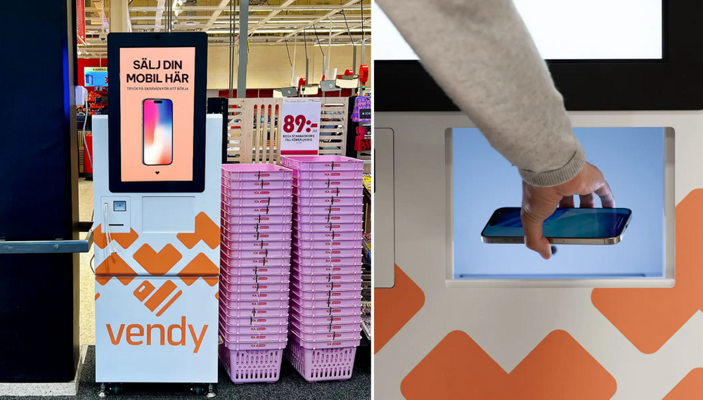 Her kan du pante mobiltelefonen din i en svensk Ica-butikk. Selskapet har ambisjoner om å etablere seg i Norge.