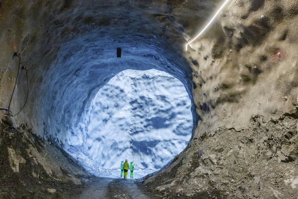 Bergarbeid ved framtidige Skøyen stasjon. En av inngangene som fører folk ned til t-banen.