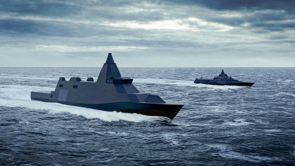 Konsepttegning fra 2023 av framtidige svenske konvetter. Fartøyene Sverige nå vil ha, er betydelig større. 