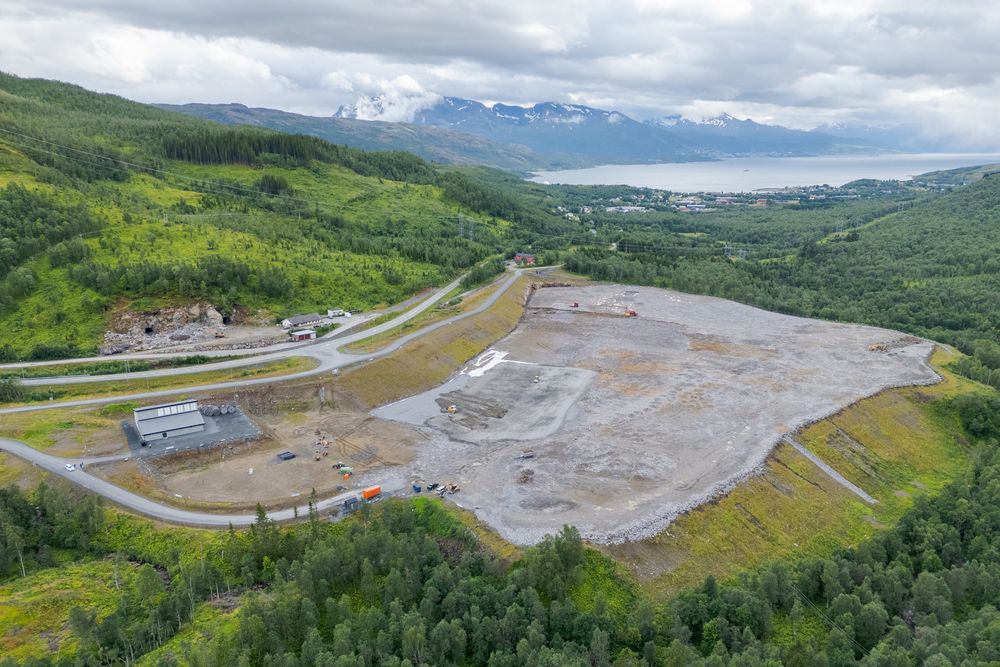 Aker Nscales byggetomt i Kvandal i Narvik. Bildet er tatt under lanseringen av datasenterplanene i august 2025.