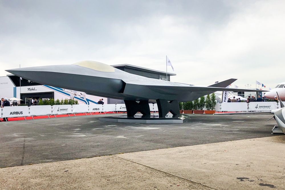 Det spøker for det fransk-spansk-tyske kampflyprogrammet Future Combat Air System og flyet New Generation Fighter. Her er en modell som viser hvordan flyet kan bli seende ut. Den ble avduket under Paris Air Show 2019.