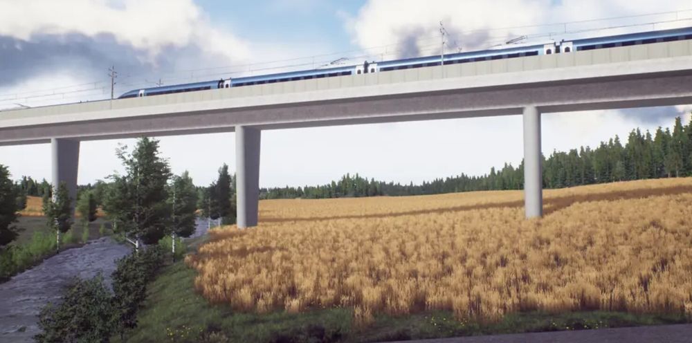 Ostlänken: Modelle av prosjektert jernbanebru over Trosaån i entreprisen Vagnhärad.