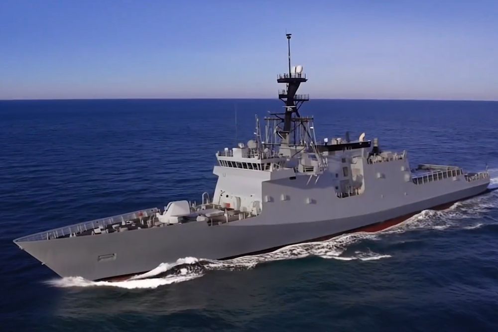 Tegning av hvordan en fregatt basert på Legend-klassen av kystvaktkuttere kan bli seende ut.