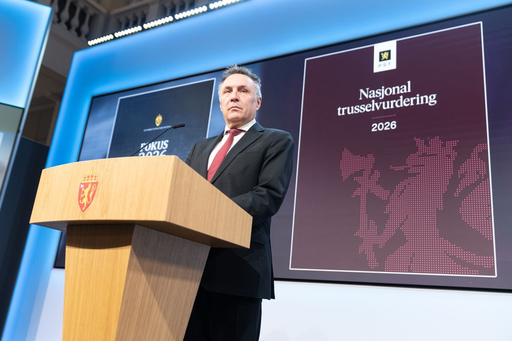 Tore O. Sandvik under fremleggelsen av nasjonal trusselvurdering