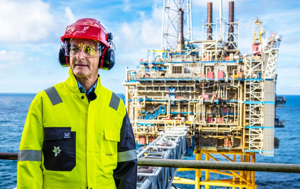 
Statsminister Jonas Gahr Støre besøker Sleipner A-platformen i 2021. 
Foto: Ole Berg-Rusten / NTB