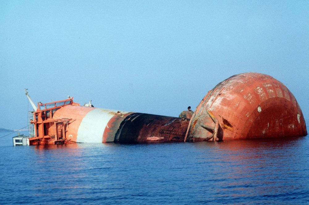 Her er benet på Alexander Kielland-plattformen som brakk og forårsaket at plattformen tippet rundt og forliste.