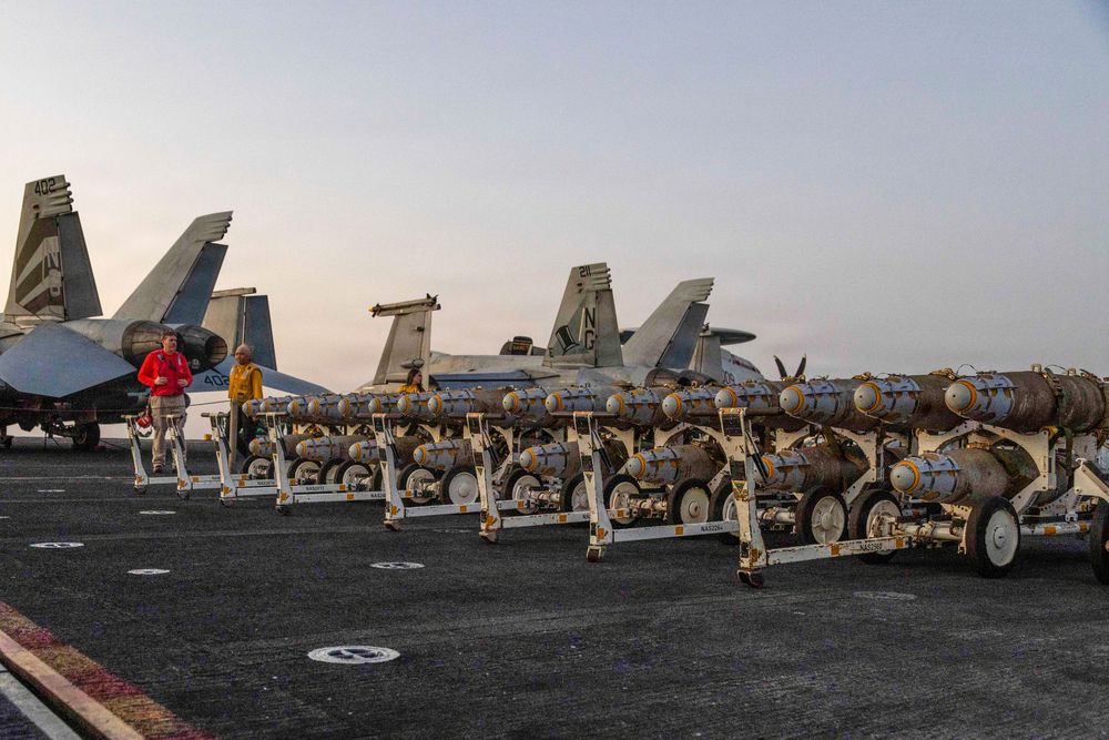 Bilde fra hangarskipet USS Abraham Lincoln 27. februar i år, dagen før det første angrepet mot Iran. 