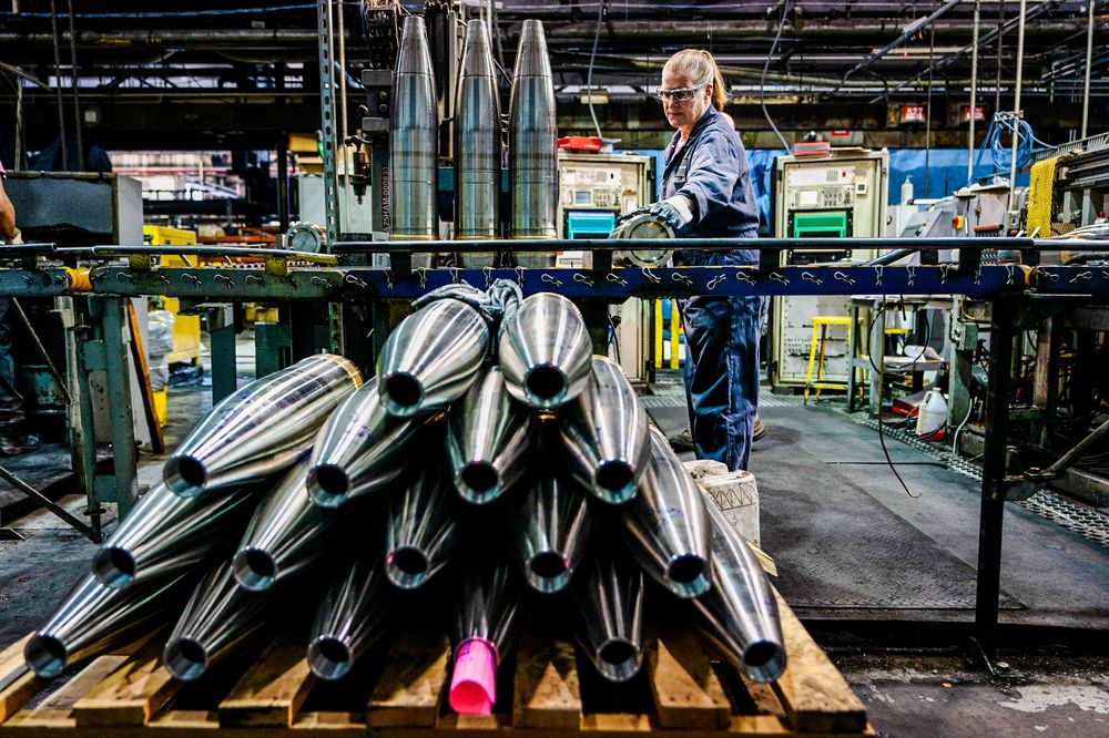 Ukraina har stått for 9,7 prosent av all våpenimport de siste fem årene. Ved denne fabrikken i Scranton i Pennsylvania produseres det granater.