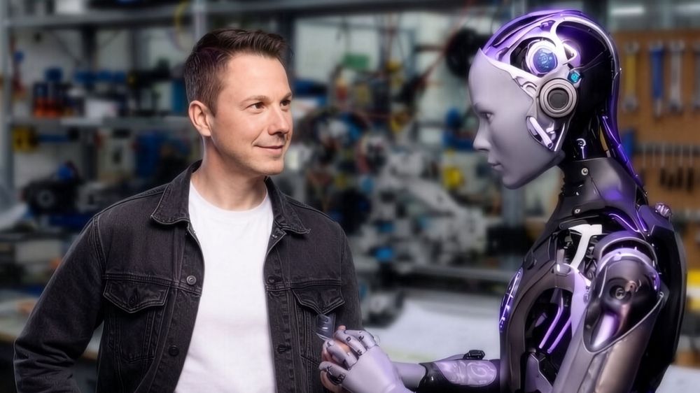 Doktorgradsstipendiat og AI-ekspert Daniel Sunde-Hansen, her i en virtuell dialog med en av sine AI-agenter, holder foredrag på TU After Class i Trondheim 9. april.