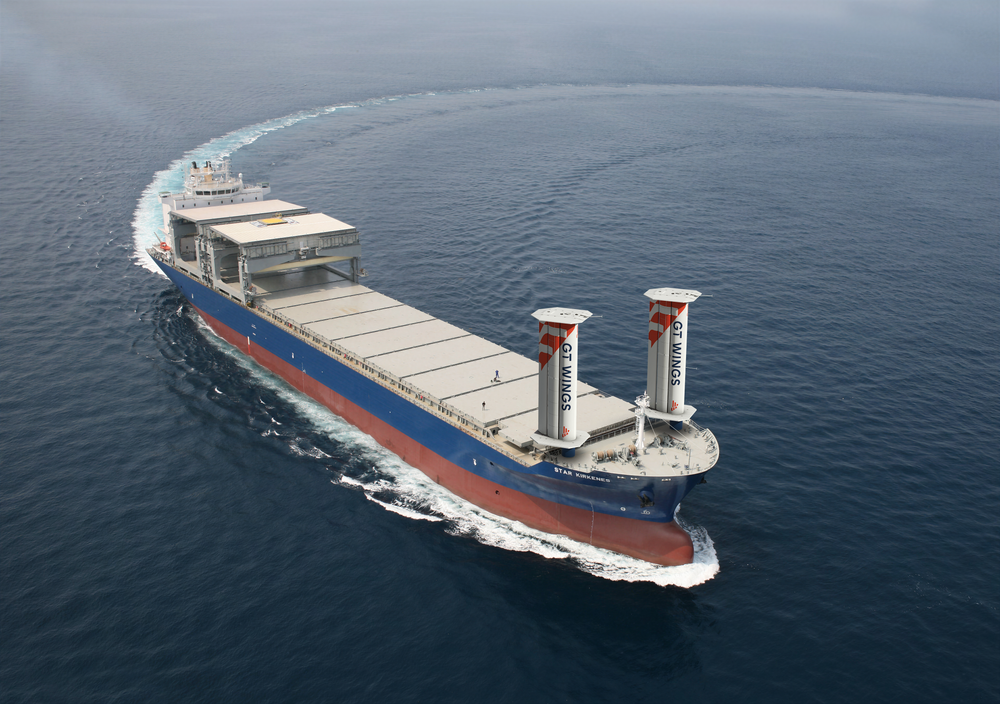 Modell av hvordan Star Kirkenes vil se ut etter at de to jet-seilene er montert.