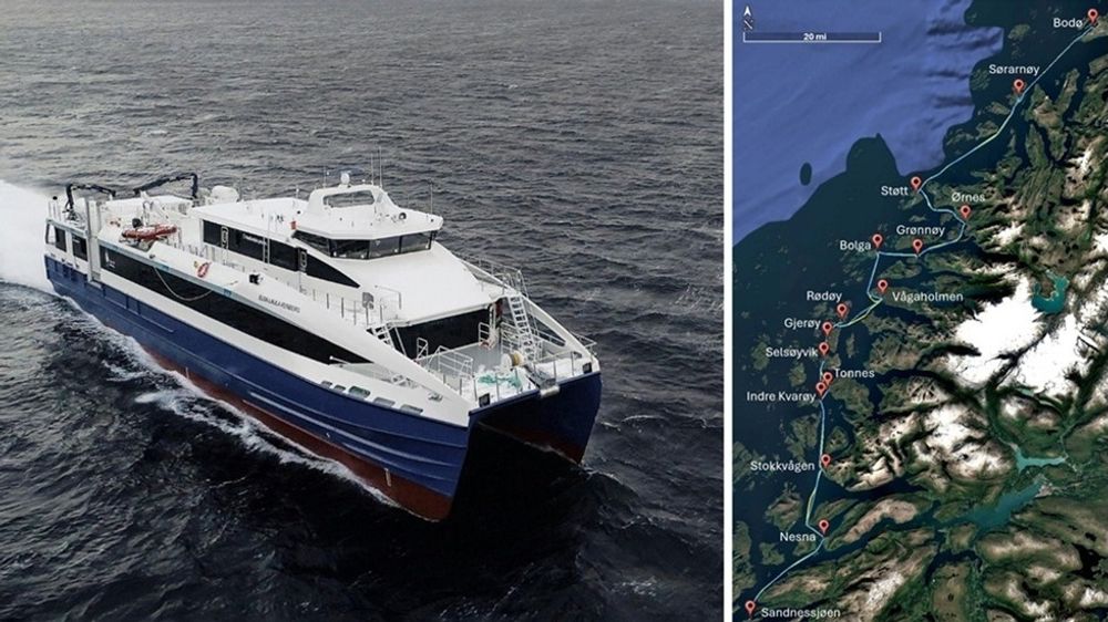 Ved å kombinere batterier og brenselceller med hydrogen kan selv den krevende ruten mellom Bodø og Sandnessjøen bli utslippsfri.  Hurtigbåten MS «Elsa Laula Renberg» er en av to som brukes på Nordlandsekspressen. Forskere samlet inn og analyserte seilingsdata fra et helt år. De laget en modell for å beregne energibruk og muligheter for å finne løsninger som gir null utslipp.