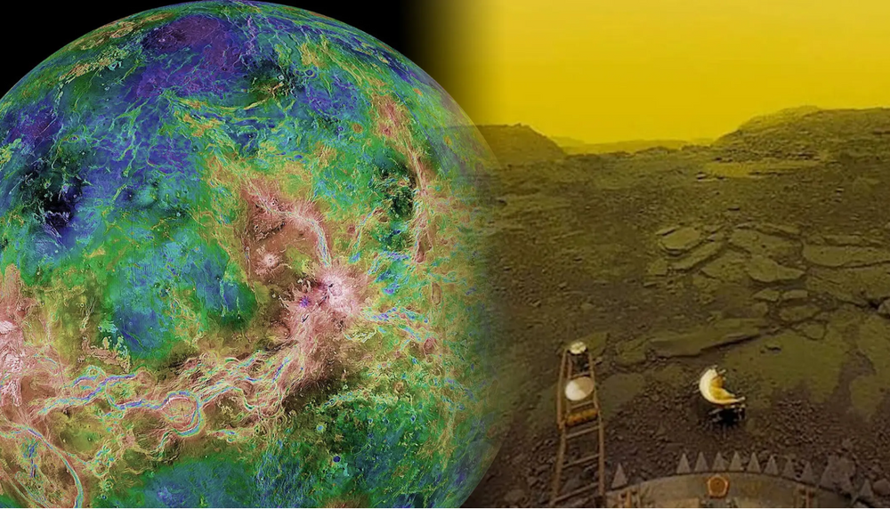 Hittil har varmen på Venus ødelagt elektronikken i hver romsonde som har landet der. Men nå øyner forskere nye muligheter.  Til venstre er et radarbilde over Venus, til høyre et bilde av Venus' overflate i 1975, tatt fra Venera 9.