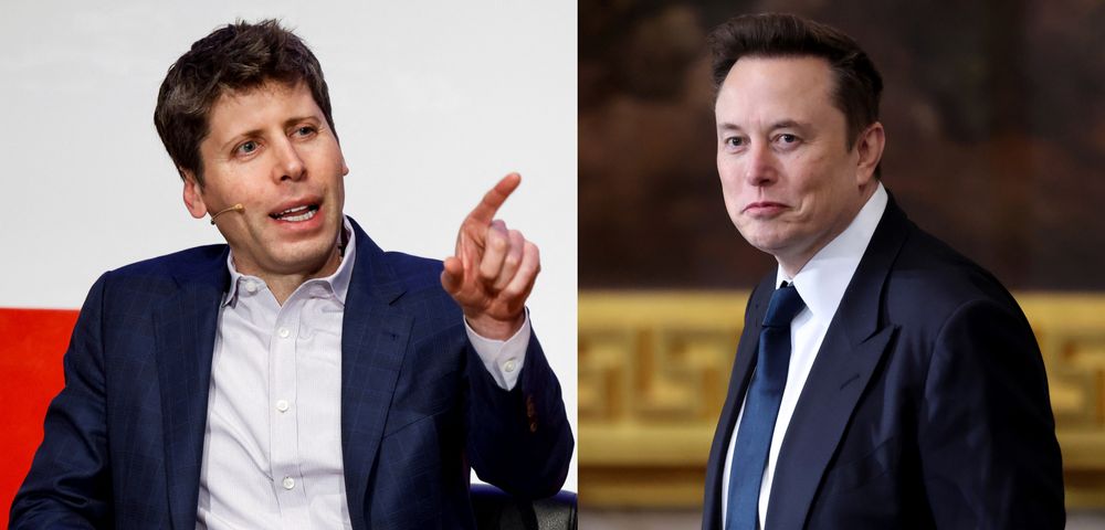 27. april braker det løs i rettssaken mellom Elon Musk (t.h.) og Sam Altman. Musk krever milliarderstatning fra OpenAI, som de to var med på å starte i 2015.