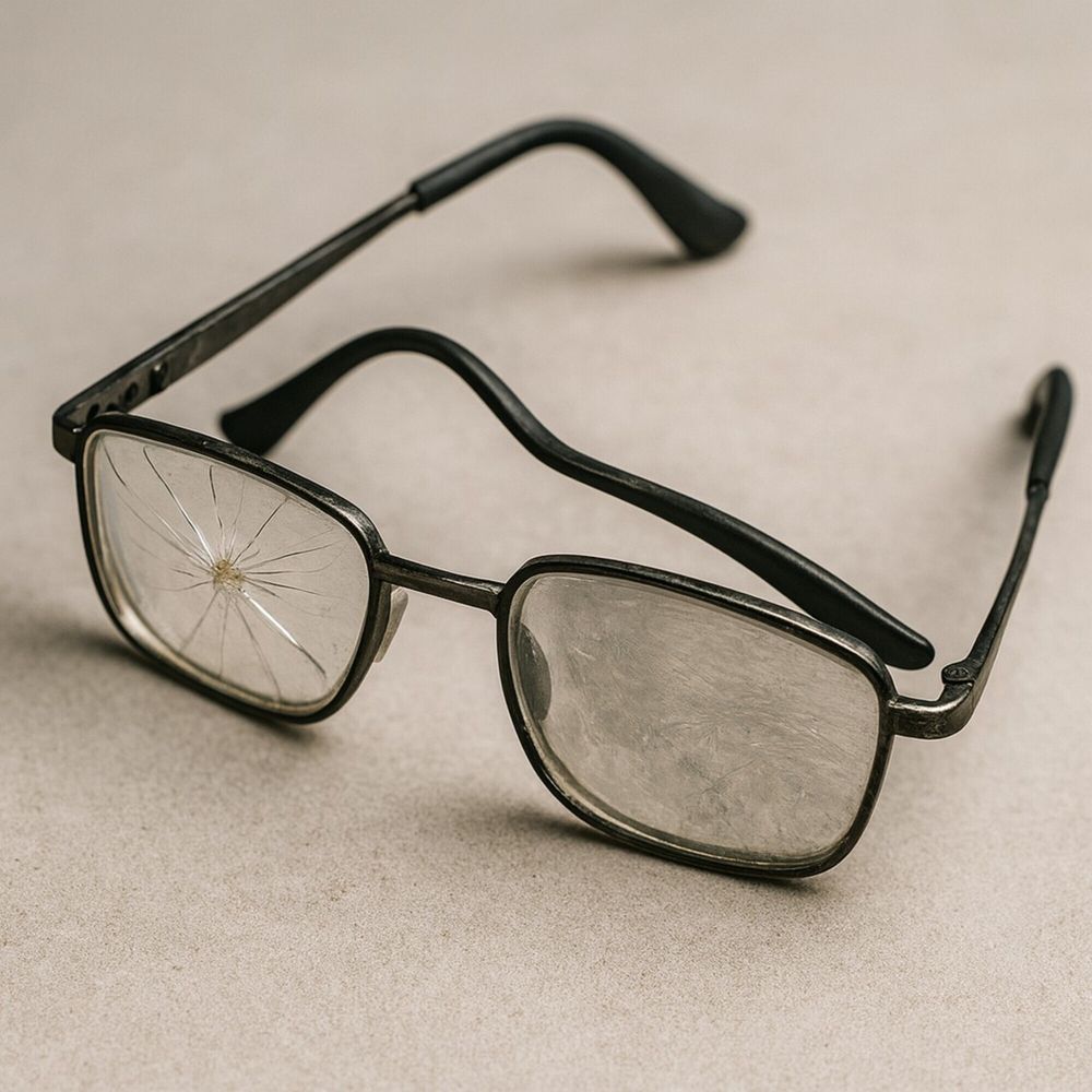 På dette KI-genererte bildet, som ble brukt i et svindelforsøk, har brillene fått tre brillestenger.