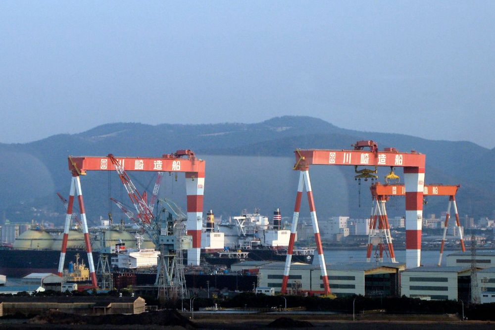 Kawasakis Sakaide-skipsverft ligger på øya Shikoku i Japan og bygger store industrielle skip.