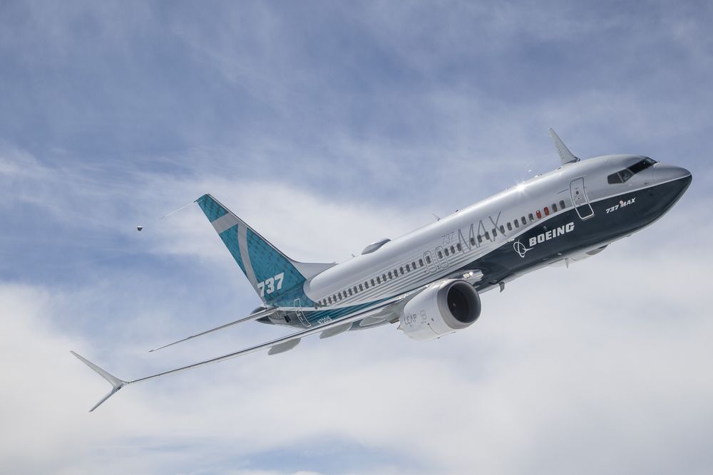 Passasjerflyet Boeing 737 Max-7 under jomfruturen i 2018.