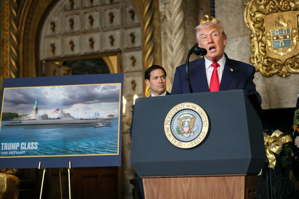 USAs president, Donald Trump, presenterte for første gang den amerikanske regjeringens slagskipprosjekt under en pressekonferanse 22. desember 2025.