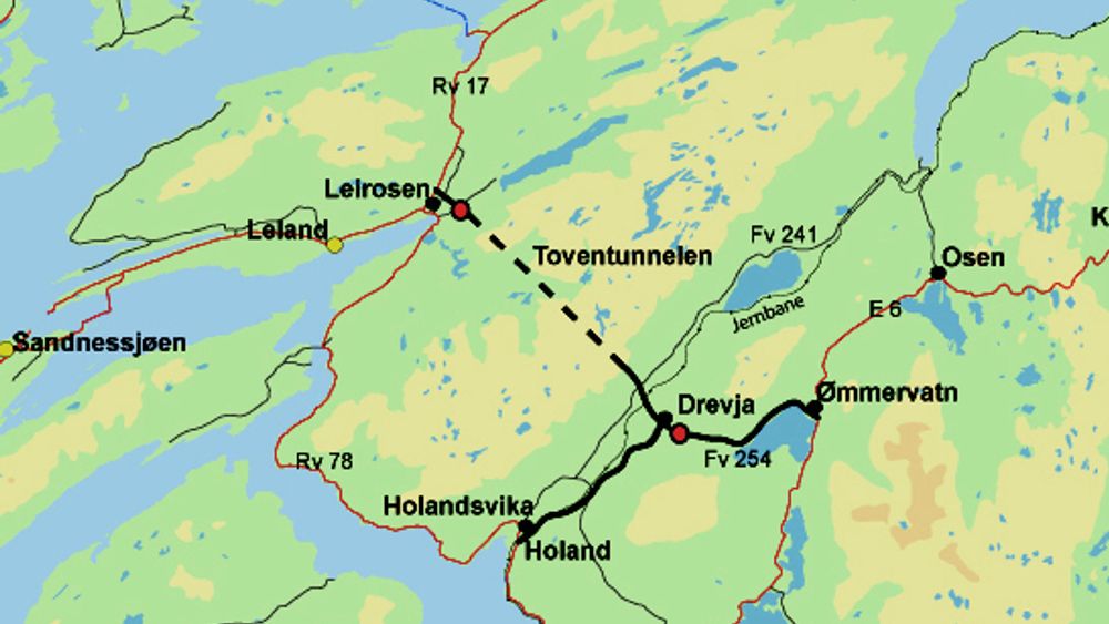 Toventunnelen vil erstatte den håpløst dårlige riksveg 78 langs Vefsnfjorden når den blir ferdig i 2014.