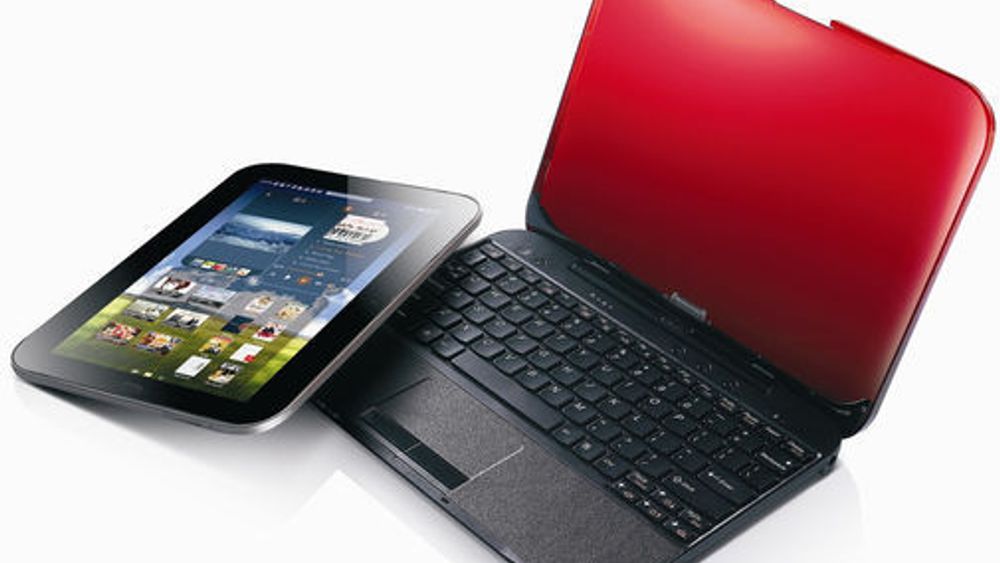 Skjerment til den bærbare pc-en Lenovo IdeaPad U1 Hybrid kalles for LePad Slate og kan brukes separat som et Android-basert nettbrett.