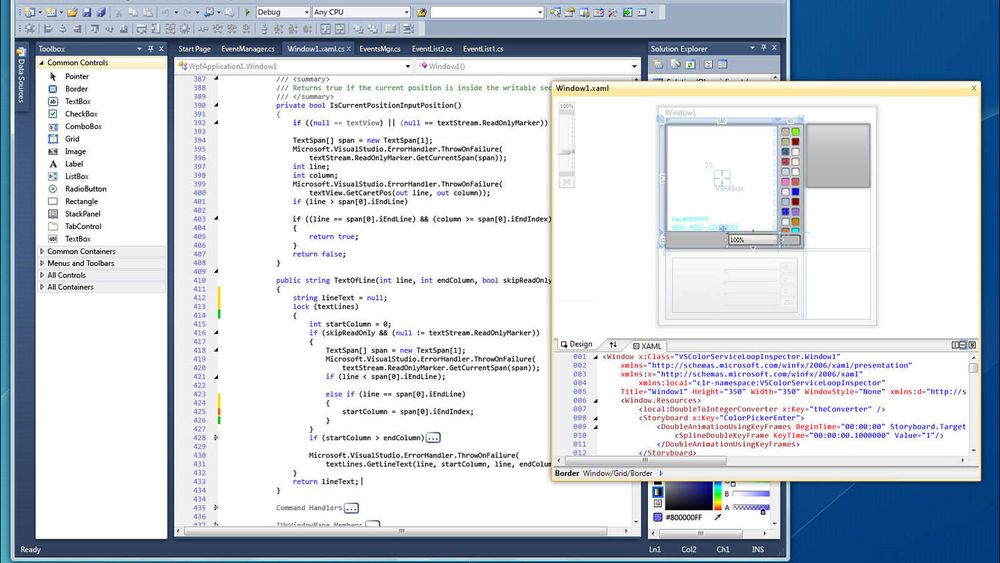 Det nye redigeringsverktøyet i Visual Studio 2010.