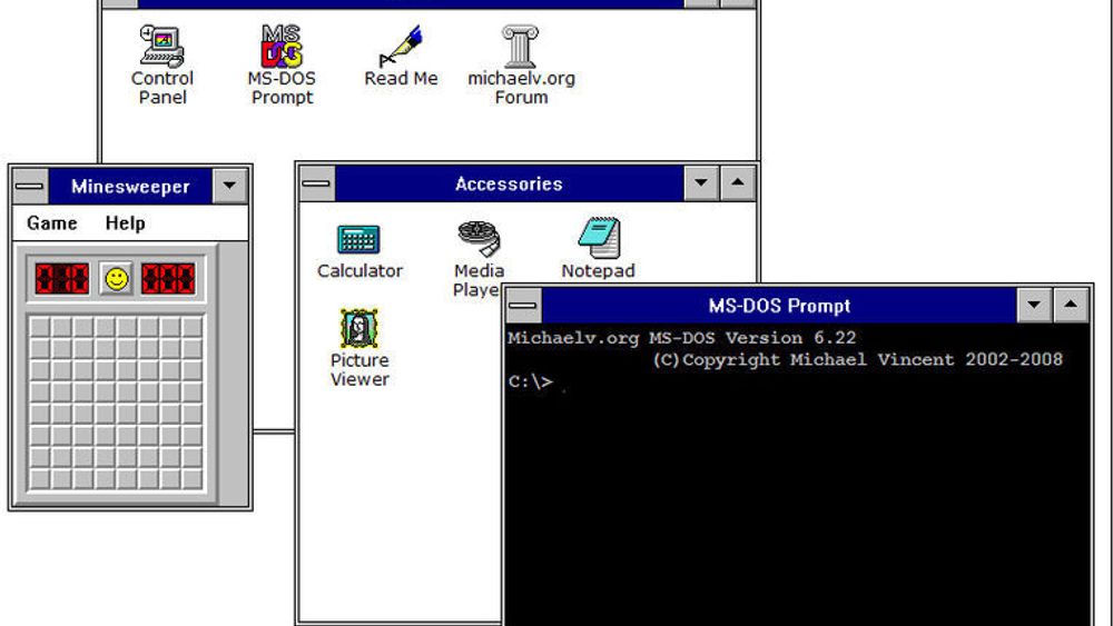 Michael Vincents webbaserte utgave av Windows 3.1.