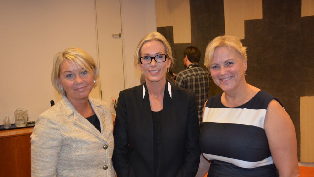 Næringsminister Monica Mæland, direktør for Innovasjon Norge Anita Krohn Traaseth og kulturminister Thorhild Widvey.