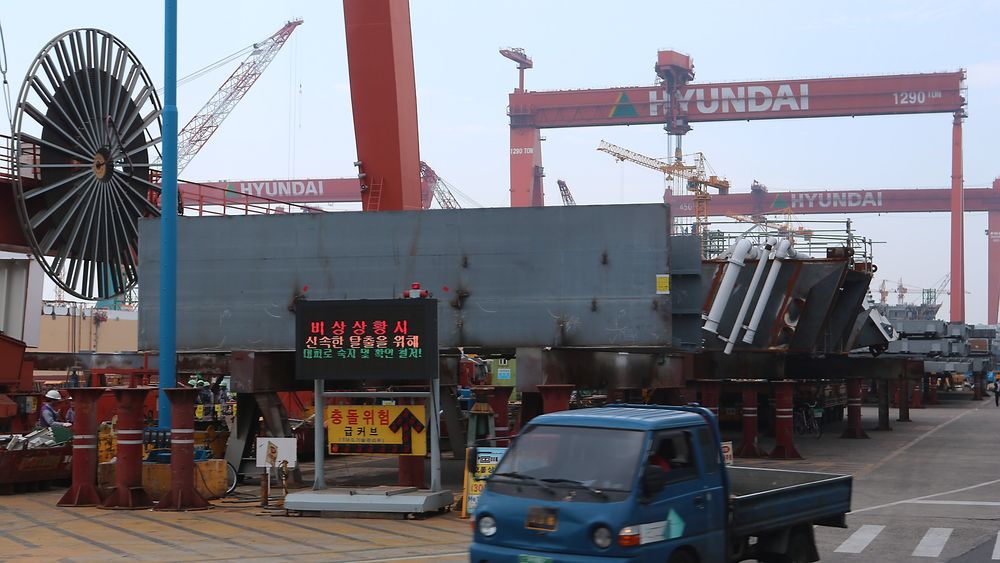 Her, på Hyundai Heavy Industries i Sør-Korea, omkom tre arbeidere på Goliat. Nå har Statoils Aasta Hansteen-prosjekt hatt sin første alvorlige HMS-hendelse.