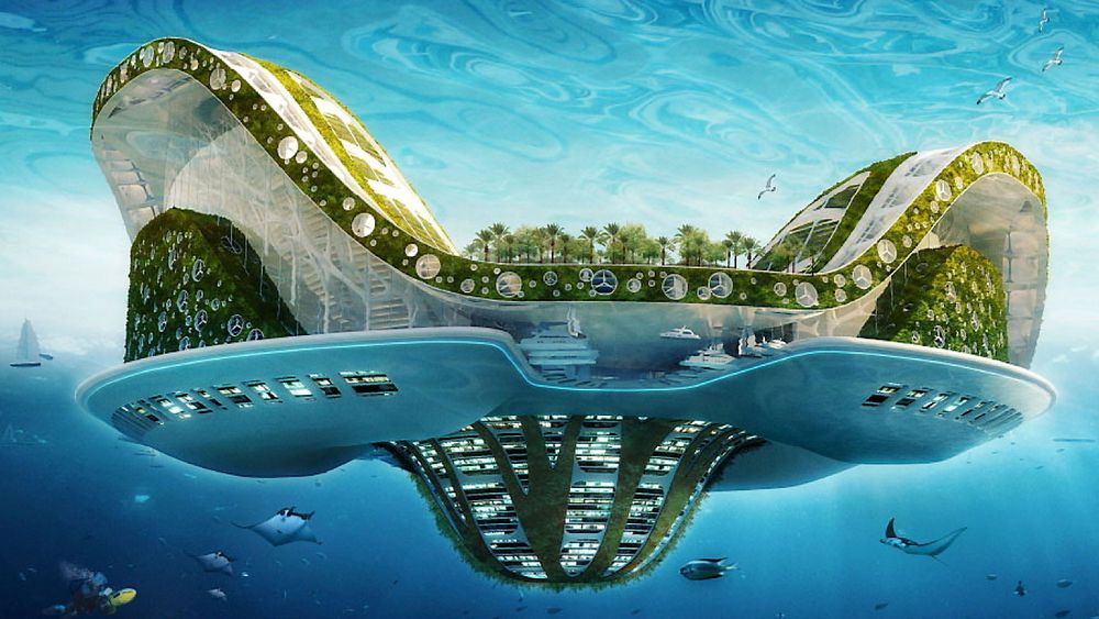 Den kunstig øya Lilypad er designet for å huse 50.000 klimaflyktninger fra stigende havnivå. 