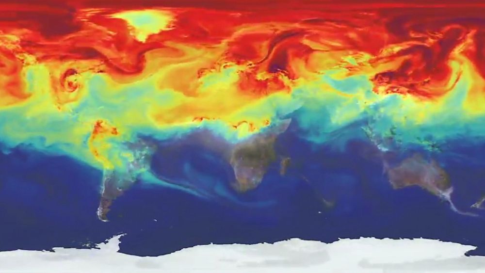 i 2014 så vi for første gang i moderne historie at CO2-nivået oversteg 400 PPM over brorparten av den nordlige jordhalvkulen. Illustrasjonen er fra NASAs simuleringsverktøy GEOS-5.