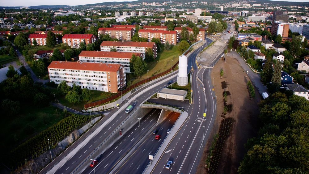 Ute: Tunnelutbedringer gjør at elbiler ikke kan benytte kollektivfelt på ring 3 i Oslo. Her fra Sinsenkrysset. 