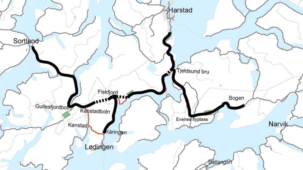 Slik ser Statens vegvesen for seg nye Hålogalandsveien.