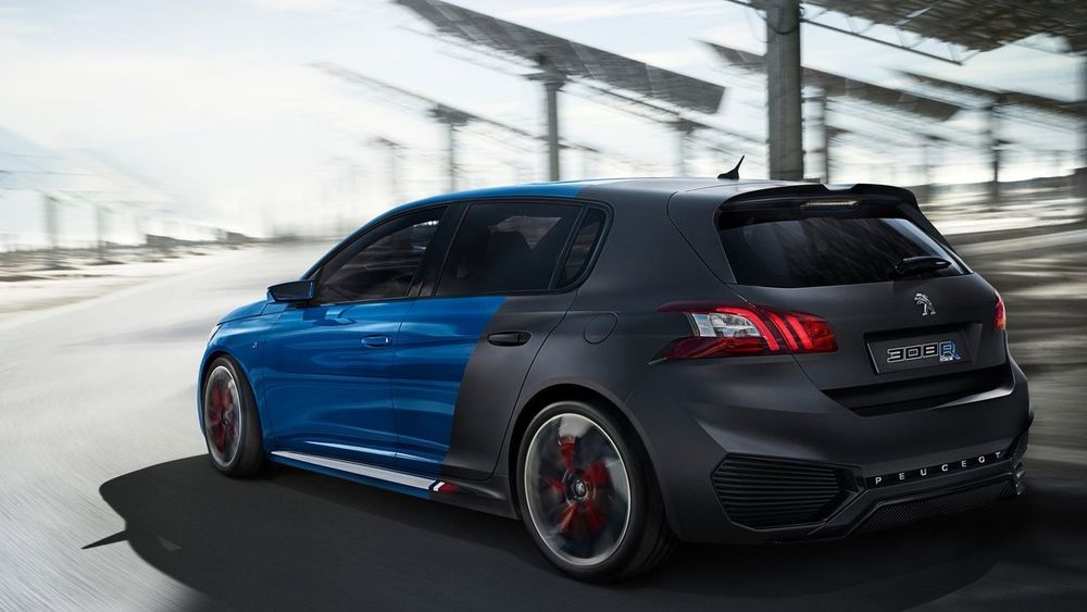 Peugeot 308 R Hybrid er et konsept med opp til 500 hk og et oppgitt utslipp på 70 g CO2/km.
