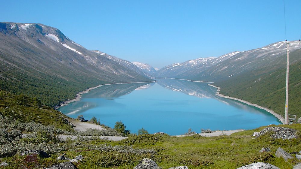 Trygg kraftforsyning i vinter. Magasin-situasjonen i Sør-Norge er svært god, melder Statnett. Bildet viser Øvre Otta vannmagasin. 
