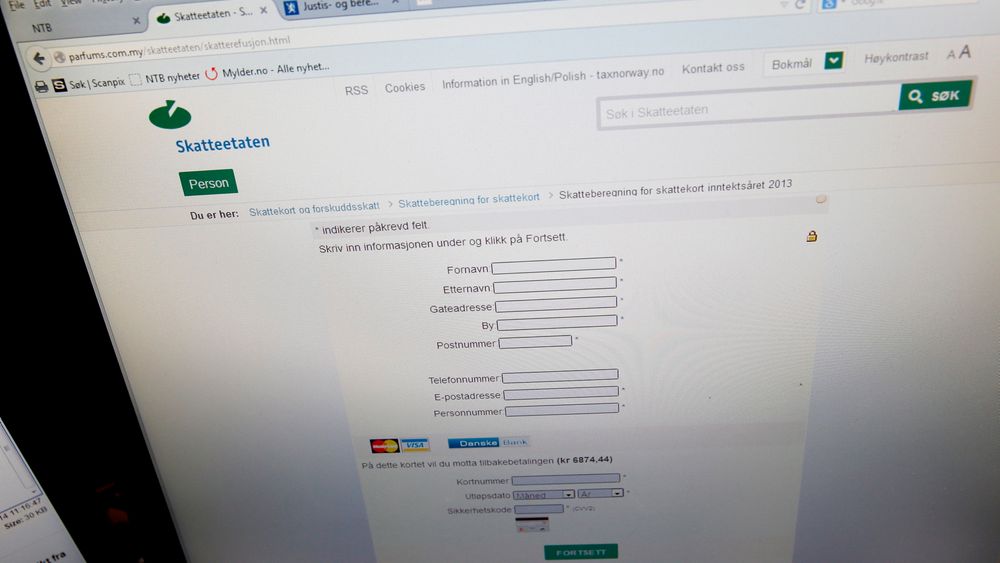 E-post tilsynelatende fra skatteetaten fisker etter person og kredittkortopplysninger. Svindelerene sender ut epost med melding om man har skattepenger tilgode og at man må fylle ut skema for å få utbetalt pengene.