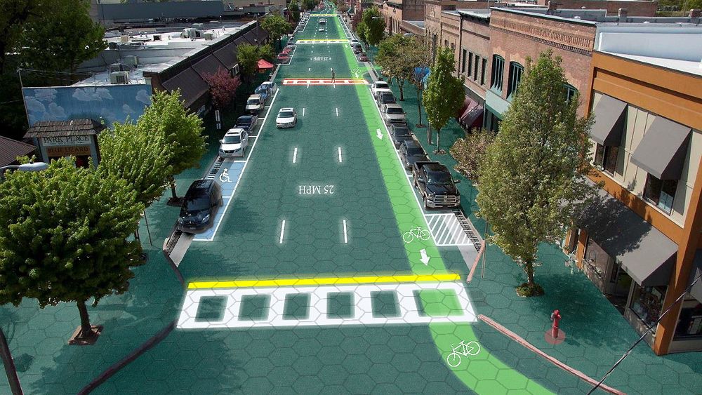 Bildet viser prosjektet Solar Roadways, som 