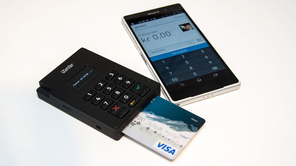 iZettle lar deg ta betalt med kort ved hjelp av en Bluetooth-basert kortleser og en mobilapp. 