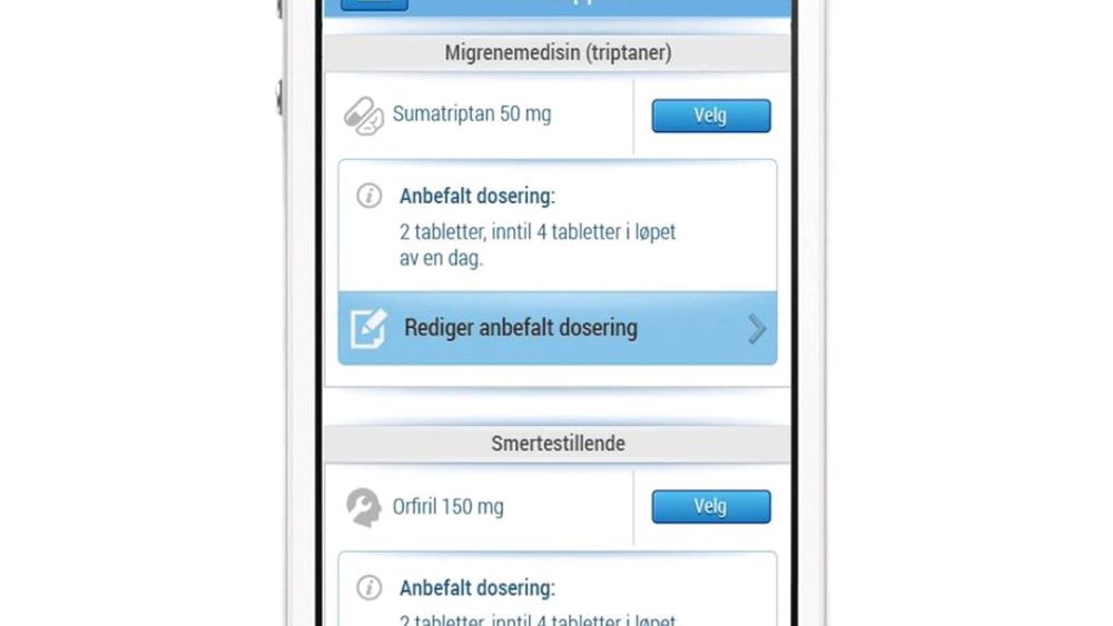 Med hodepinedagbok-appen kan man registrere mønsteret på hodepinen, og lage eget medisinoppsett.