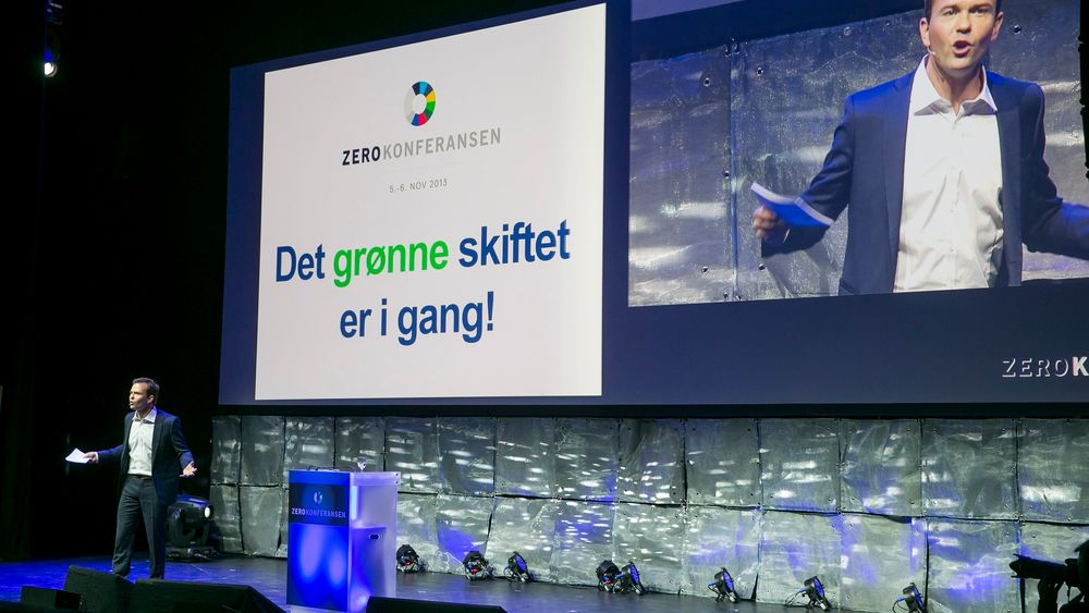 Daglig leder Marius Holm i Zero under Zero-konferansen i Folketeatret i Oslo tirsdag. 