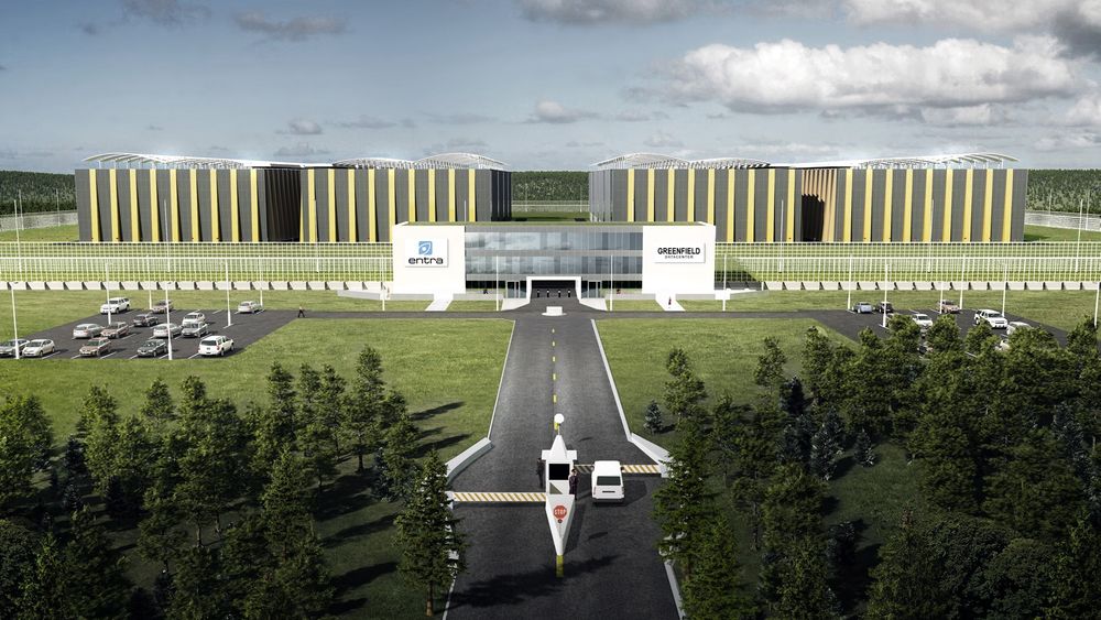 Den norske datasenterindustrien sier den sliter i konkurransen med sine nordiske naboer på grunn av høyere strømpriser. Her en skisse fra de første og mer storslåtte planene for Greenfield Data Center på Fet i Akershus.