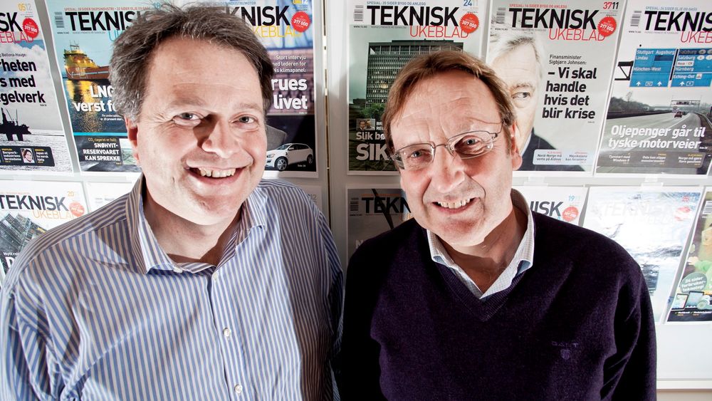ØKER: Administrerende direktør Jan M. Moberg (t.v.) og ansvarlig redaktør Tormod Haugstad er strålende fornøyd med de nye lesertallene for Teknisk Ukeblad.