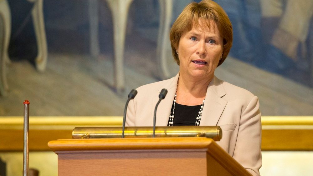 Justisminister Grete Faremo i Stortinget tirsdag under 22. juli redegjørelsen. 