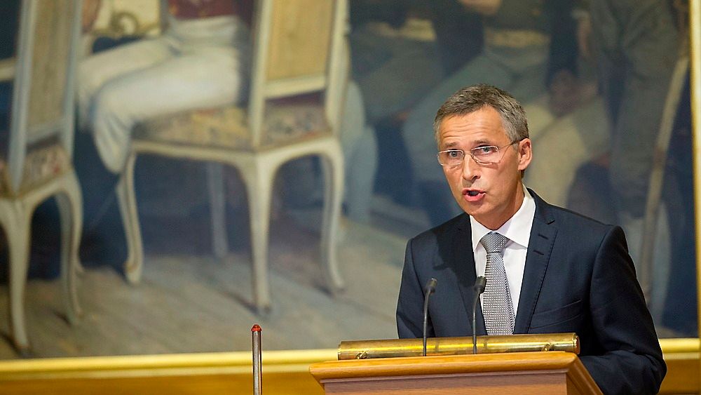 Statsminister Jens Stoltenberg i Stortinget tirsdag under 22. juli-redegjørelsen.