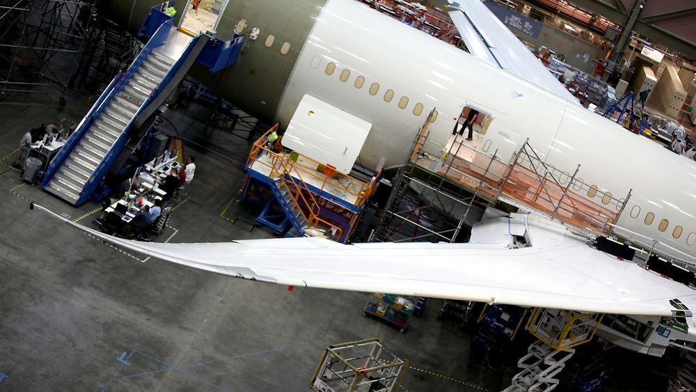 En Boeing 787 Dreamliner under produksjon. 