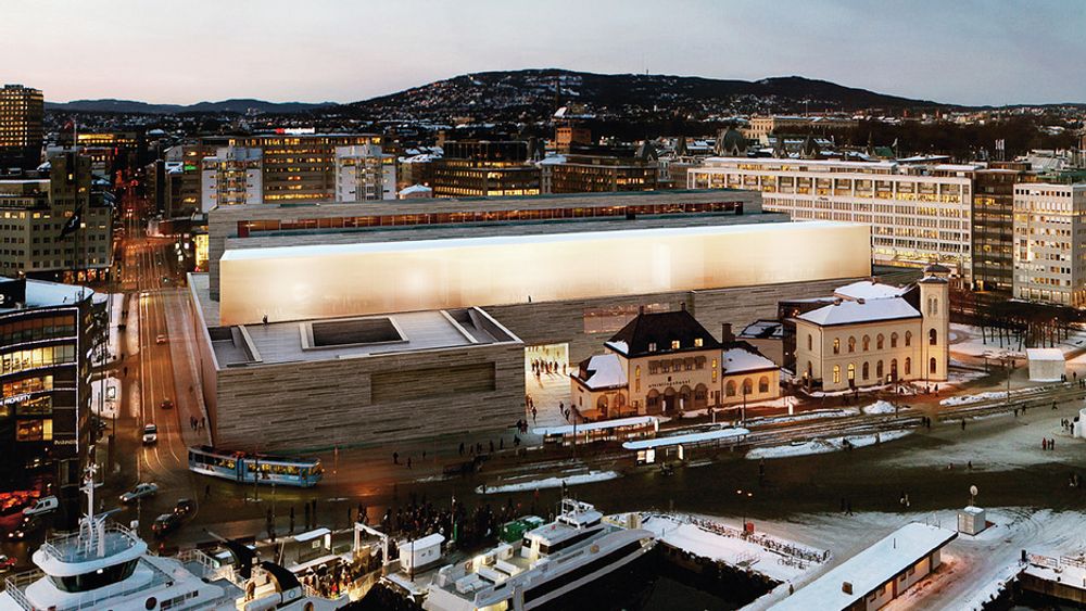PASSIVT: Det nye Nasjonalmuseet i Oslo skal være på passivhusnivå, og opp mot 90 prosent av oppvarming skal komme fra sjøvann. 