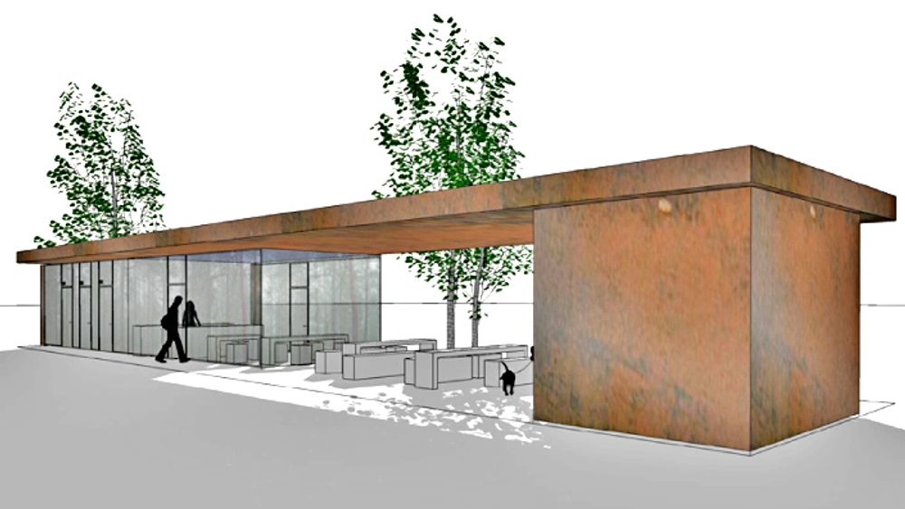Rustrødt Cortén-stål blir framtredende på rasteplassene ved E 18. Seltor fra Porsgrunn skal bygge dem hvis ikke anbudet inneholder grove feil eller uakseptable forbehold.
Ill.: L2 Arkitekter