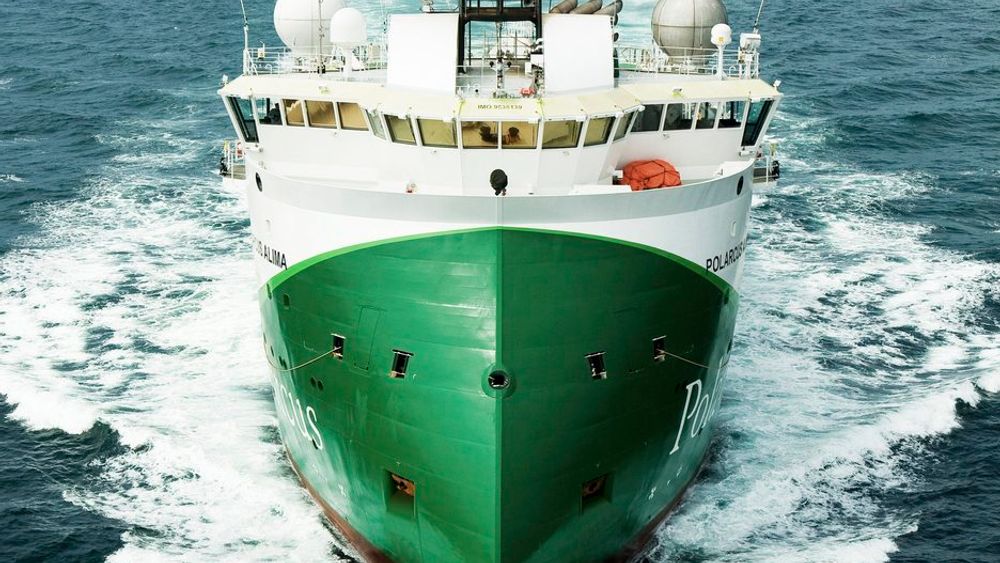 PÅ VEI: Polarcus Altima med X-bow er deisgnet av Ulstein. Skipet har en trekkraft (bollard pull) på 135 tonn og  kan taue 12 streamere.
